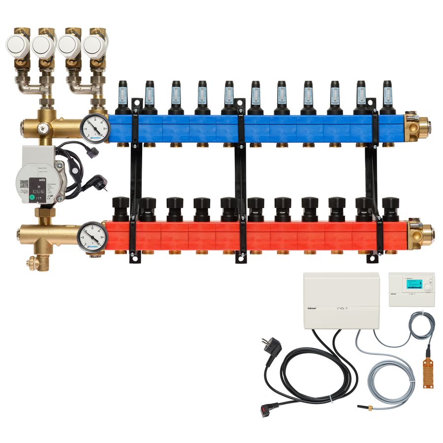 Vloerverw.verdeler 4861 4-pijps E-pomp BA. 10-145l/u 11-groeps