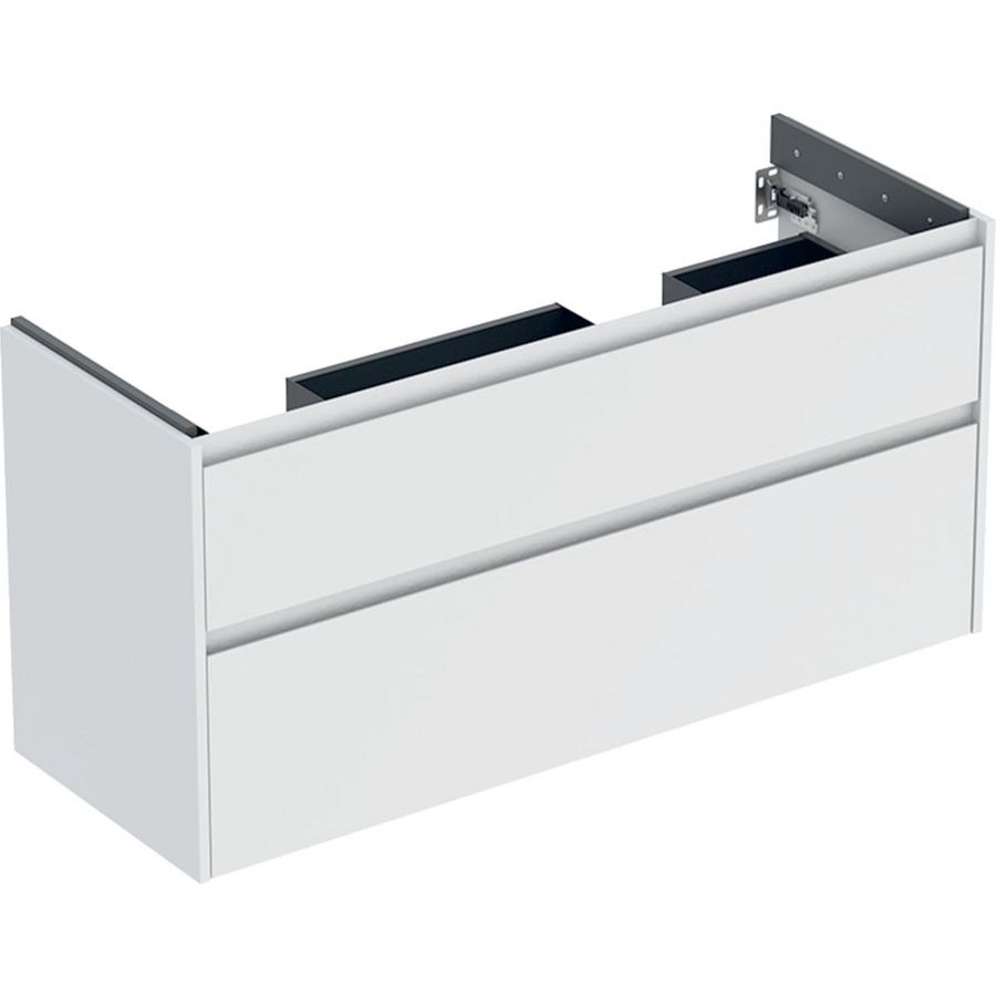 onderkast voor dubbele wastafel 2x la 124.6x60.6x44.6cm Breedte wastafel=130cm wit / gelakt zijdemat