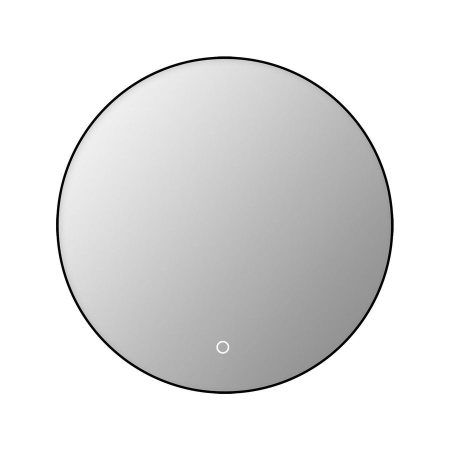 Ronde spiegel zwart alu frame 100cm LED-verlicht