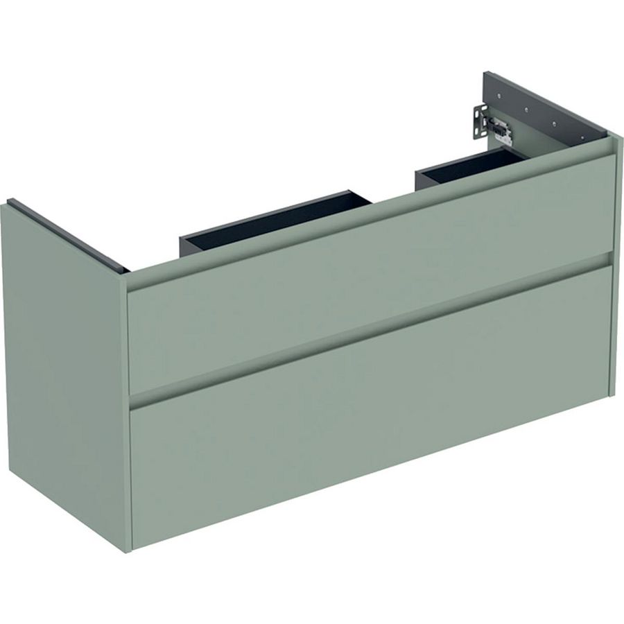 onderkast voor dubbele wastafel 2x la 124.6x60.6x44.6cm Breedte wastafel=130cm saliegroen / gelakt zijdemat