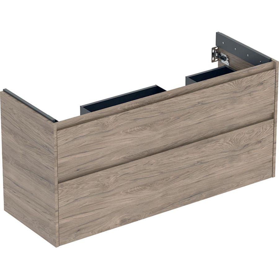 onderkast voor dubbele wastafel 2x la 124.6x60.6x44.6cm Breedte wastafel=130cm walnoot hickory / Melamine houtstructuur