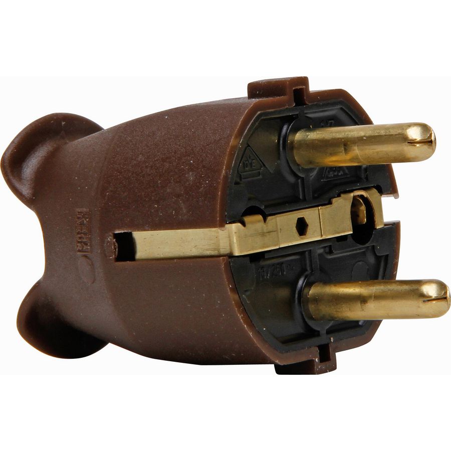 Stekker RA kunststof CEE 7/VII bruin VVE=25