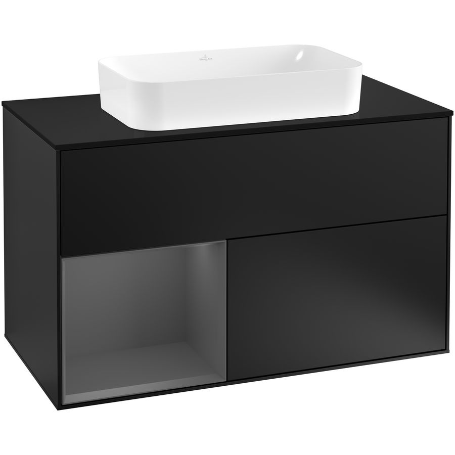 Wastafelonderkast Finion 1000x603x501mm Black Matt Lacquer G242GKPD