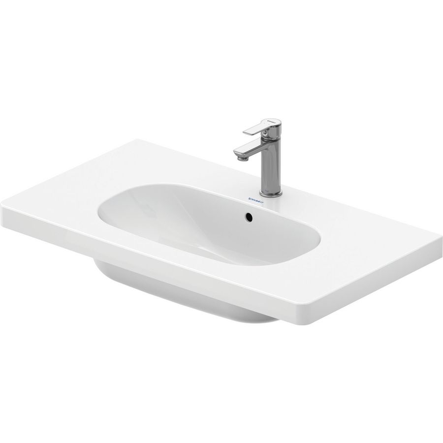 D-CODE #034285 wastafel 850mm wit met kraangat met overloop
