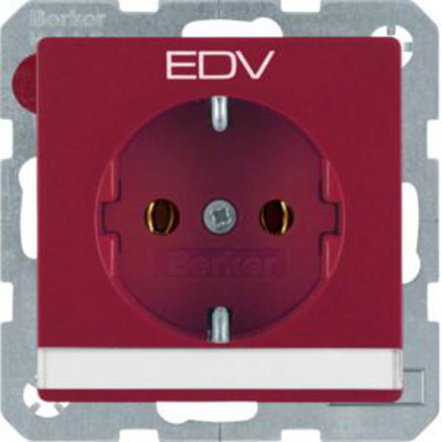 Wandcontactdoos opdruk tekstveld SCHUKO rood fluweel Q.1