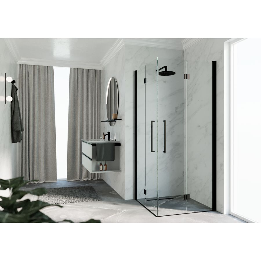 Deel rechts Y22GS hoekinstap 760-780x2000mm zwart helder glas