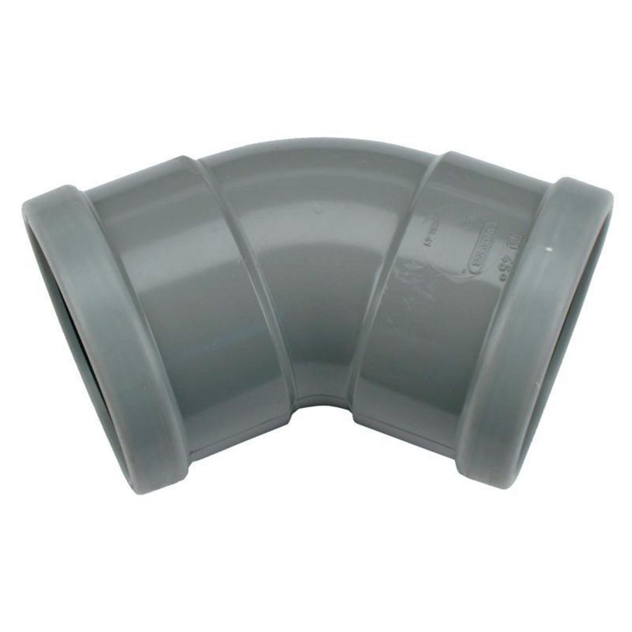 Wafix PVC manchet bocht 45° 110mm SN8 grijs mof/mof