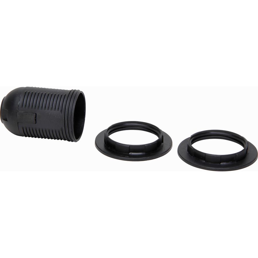 Lamphouder E27 met 2 ringen zwart VVE=10