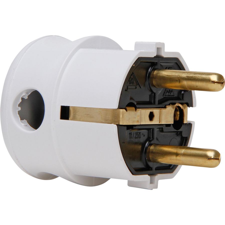 Stekker RA kunststof CEE 7/VII zij-invoer arctic wit VVE=50