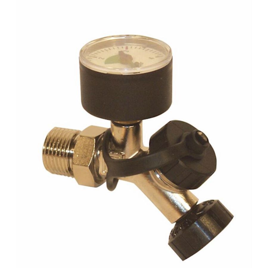 Vulcombinatie 1/2" + aftap + manometer WIVAK 2000 vernikkeld