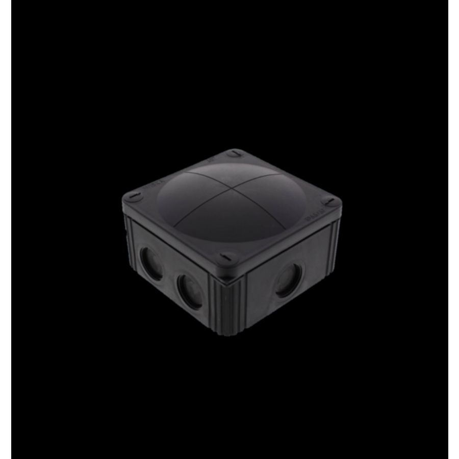 Kunststof kabeldoos 110x110x66mm zwart, met 5-polige klemsteen (COMBI607/5BK) VVE=3