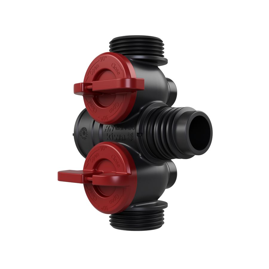 Kunststof leidingverdeler PRO-FLOW koppelbaar 1x PO euroconus - draaiknoppen rood