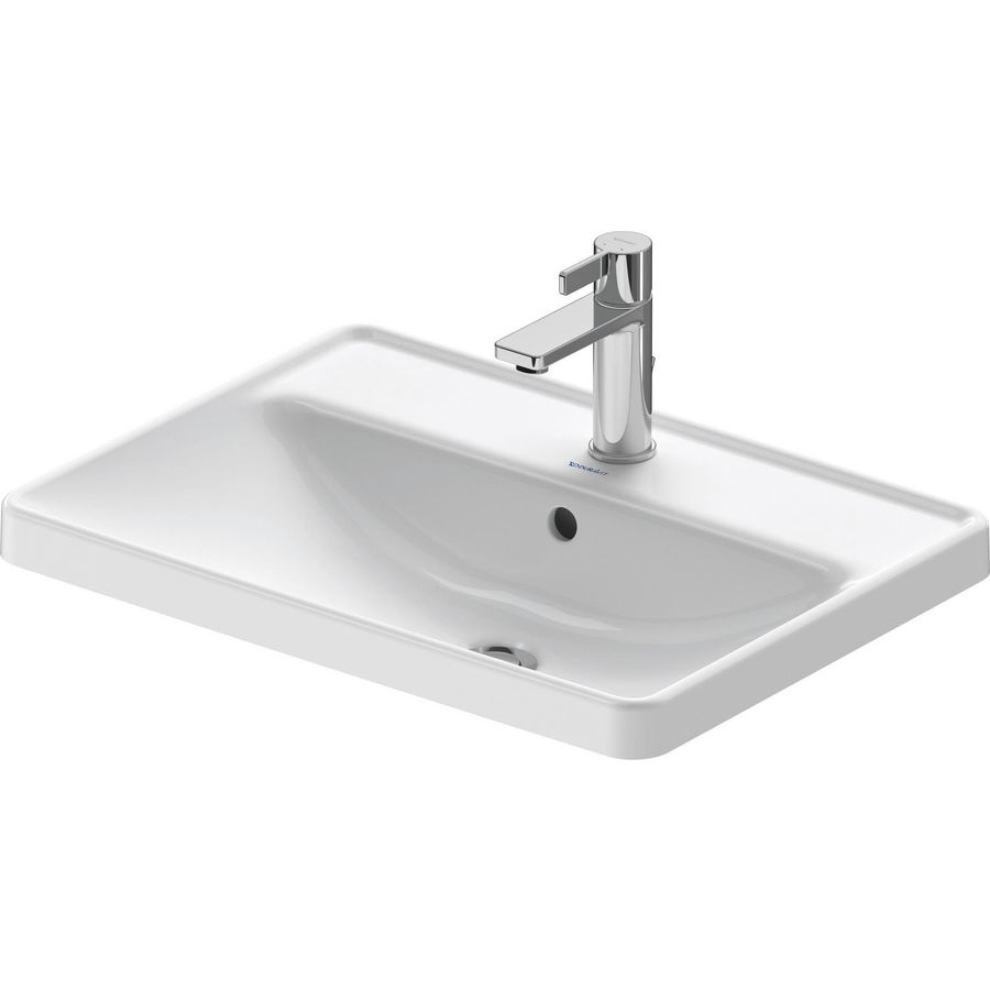 D-NEO #035760 inbouwwastafel 600mm wit met kraangat met overloop geslepen onderzijde