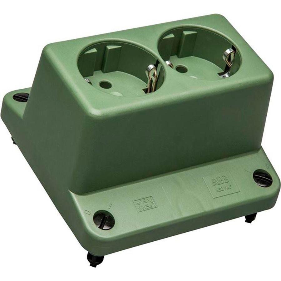 Deksel 3640 2-v wandcontactdoos groen recycled kunstst