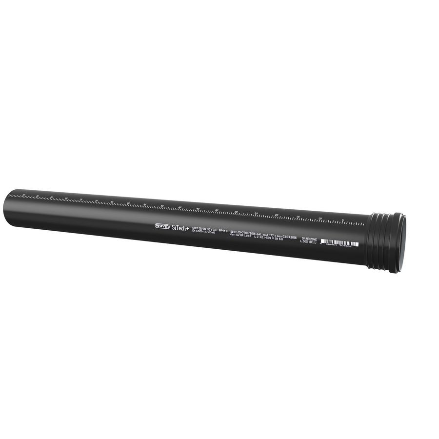 Paslengte Sitech+ geluidsarm PP 50mm l=50cm mof/ spie zwart