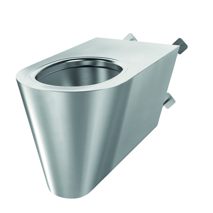 Wandcloset 700mm S toevoer horizontaal RVS 304 mat gepolijst (excl. zitting)