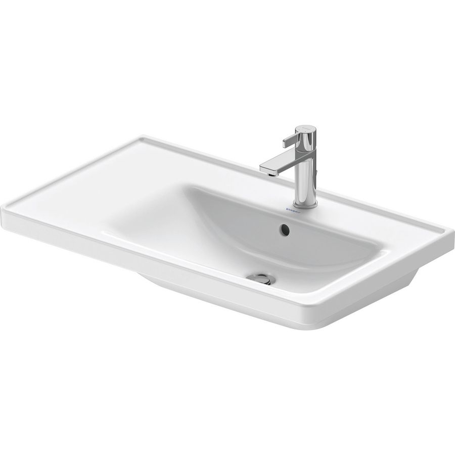 D-NEO #237080 wastafel 800mm wit met kraangat met overloop
