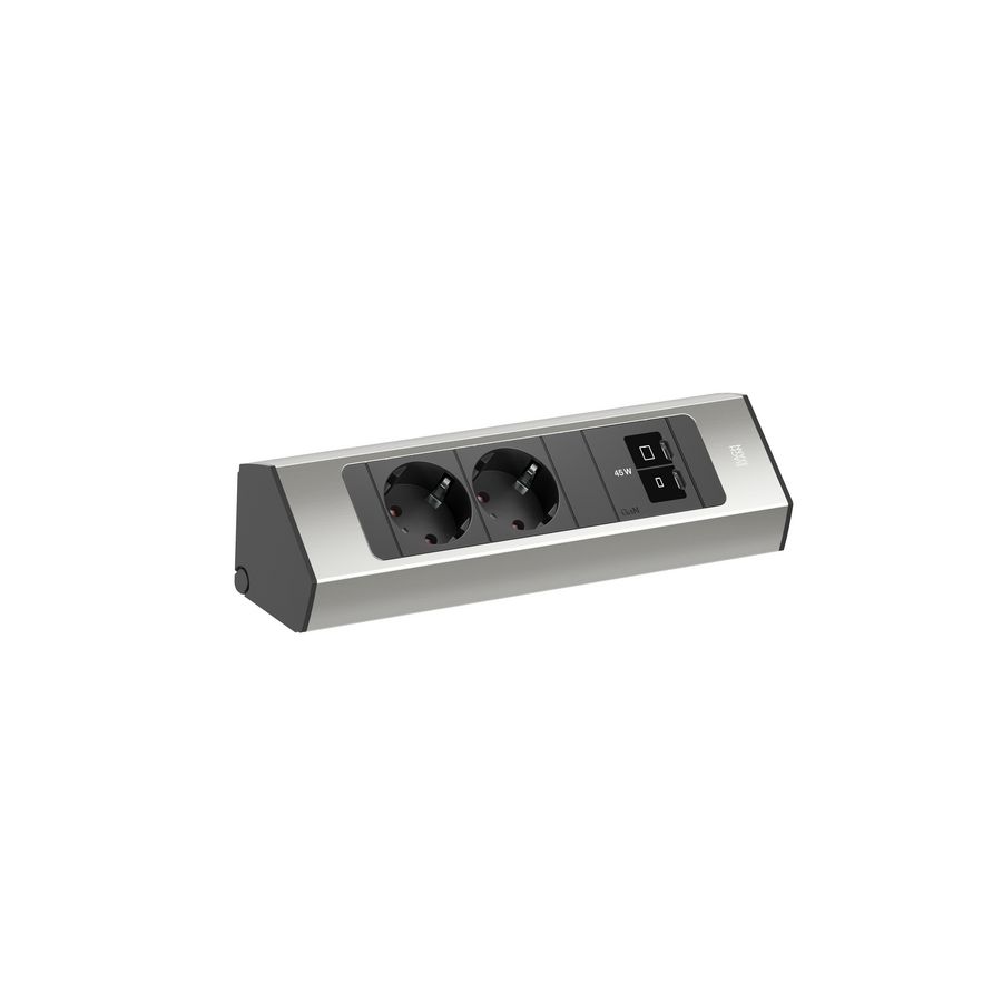CASIA 2-kort-2x 230V RA+1x USB C/C chrgr 45W-2m RA (stekker