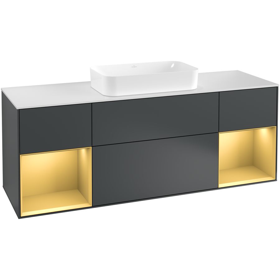 Wastafelonderkast Finion 1600x603x501mm Mid.Blue Matt Lacquer G331HFHG