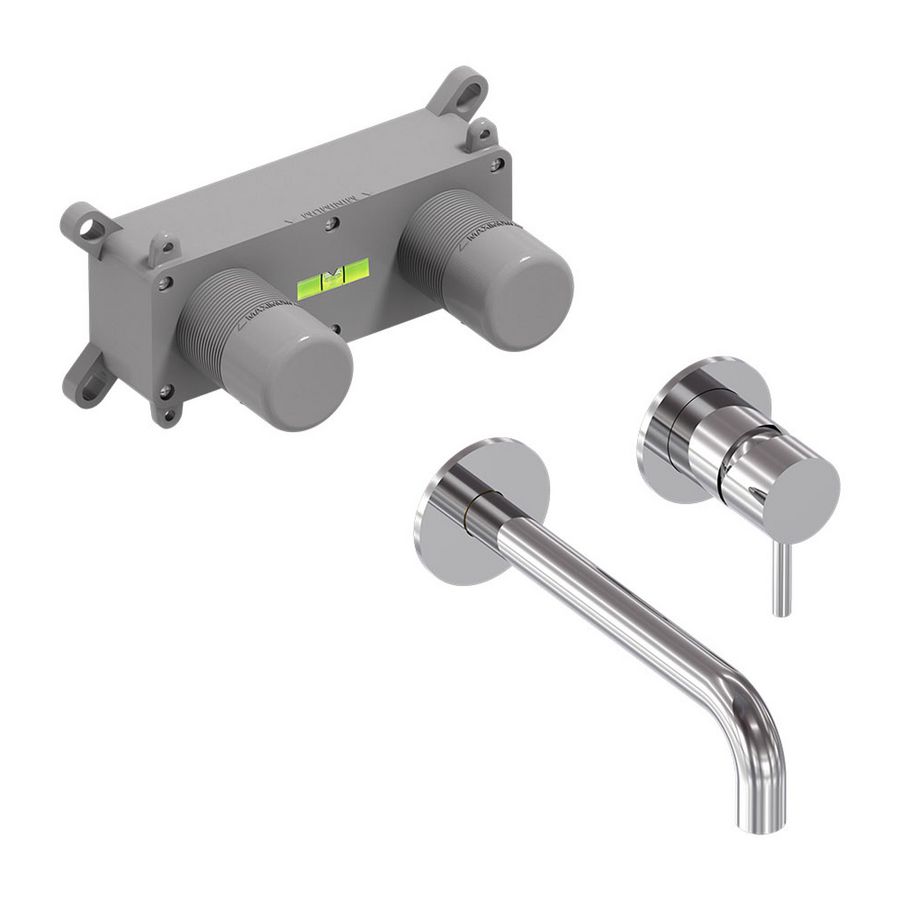 Wandmengkraanset STILO  chroom incl. inbouwbox (mengdeel rechts/ uitloop links) MAY