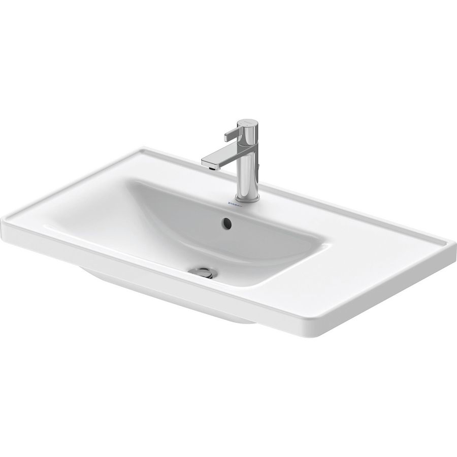 D-NEO #236980 wastafel 800mm wit met kraangat met overloop