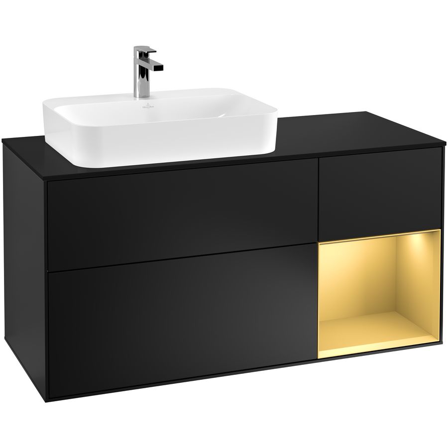 Wastafelonderkast Finion 1200x603x501mm Black Matt Lacquer G402HFPD