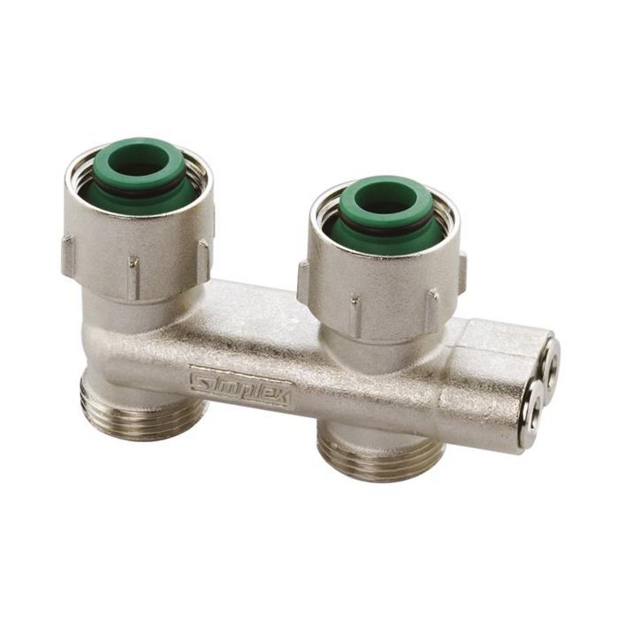 H-onderblok aanv/ret gekruist, recht MF G3/4x3/4 EK Ni Simplex VVE=5