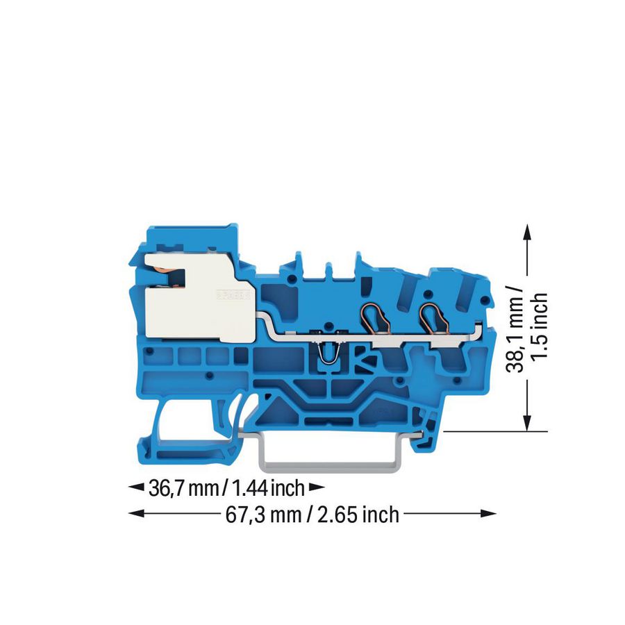 2-draads N-scheidingsklem 2,5 mm² Push-in blauw VVE=50