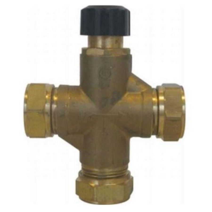 Therm. mengventiel DUCO t-mix DZR (DeZincification Resistant) 30-70°C. 22mm knel