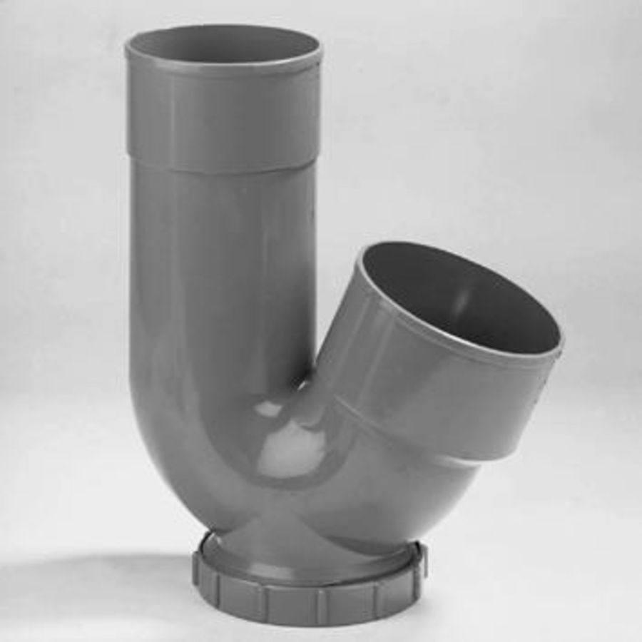 PVC HWA sifon + schroefdeksel 110x100mm grijs 2x mof