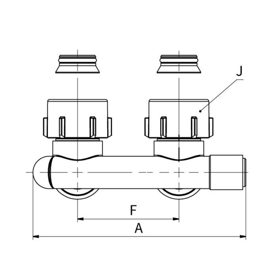H-onderblok aanv/ret gekruist, haaks MF G3/4x3/4 EK Ni Simplex VVE=5