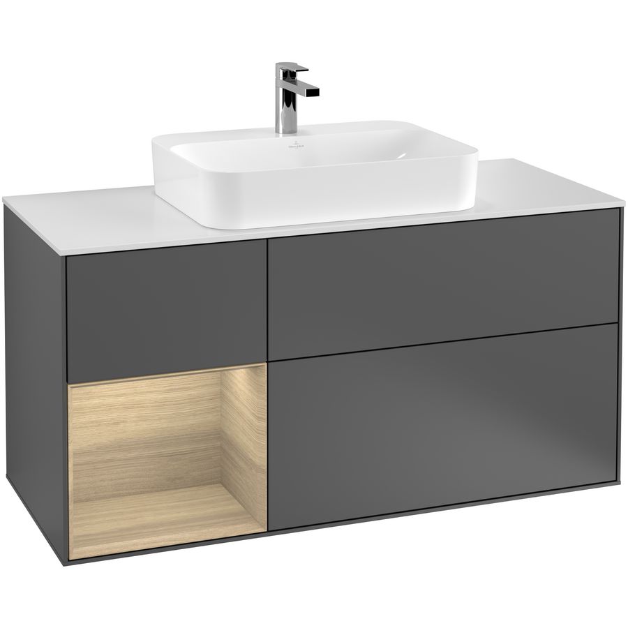 Wastafelonderkast Finion 1200x603x501mm Antr. Matt Lacquer G411PCGK