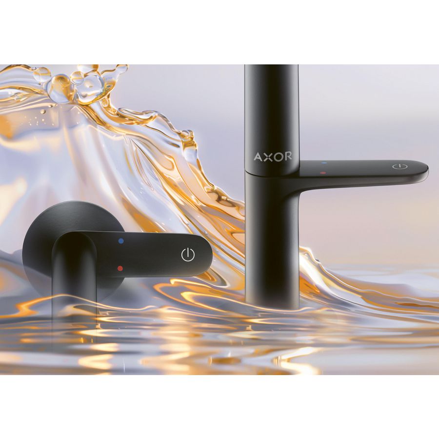 AXOR One 1gat wastafelkraan Select wand mat zwart