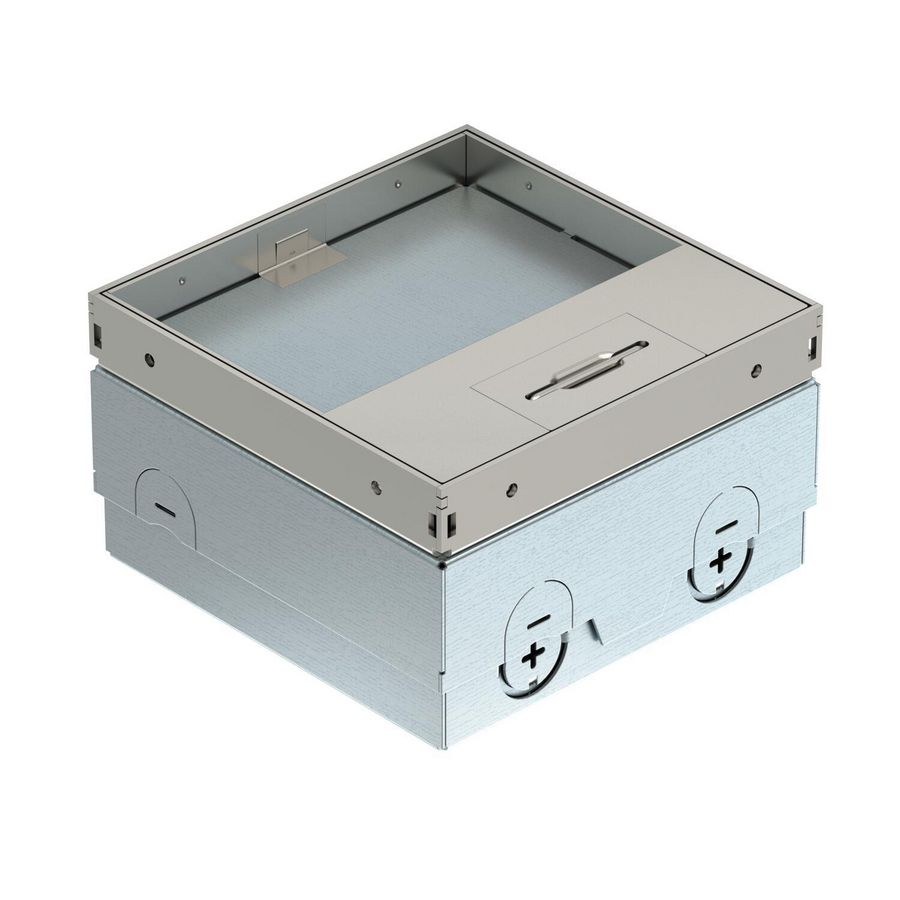 Floor socket BS socket, 15mm floor recess 140x140x85 RVS