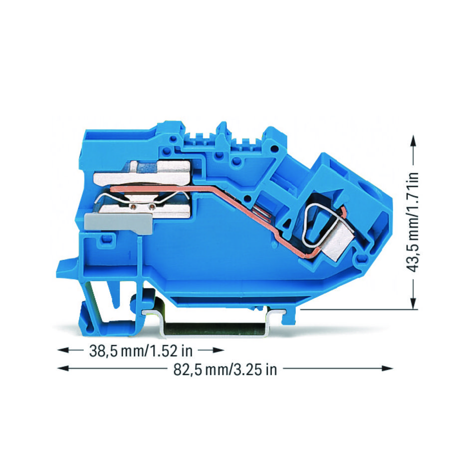 1-draads N-scheidingsklem 6mm² CAGE CLAMP blauw VVE=25