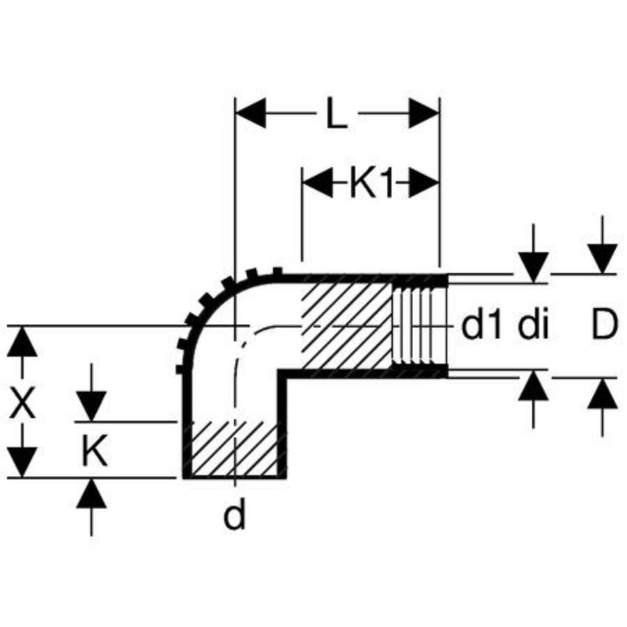 Aansluitbocht 90° 63/63mm polyethyleen (PE) Silent-db20 geluidsarm