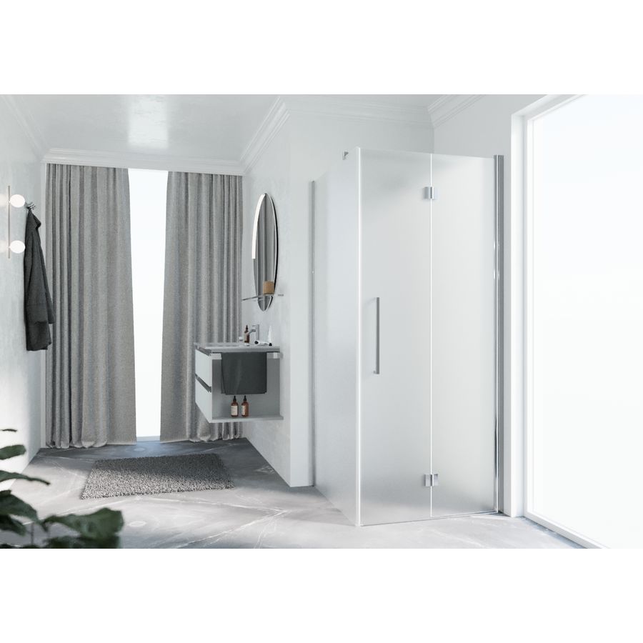 Deel rechts Y22GS hoekinstap 1010-1030x2000mm chroom satin