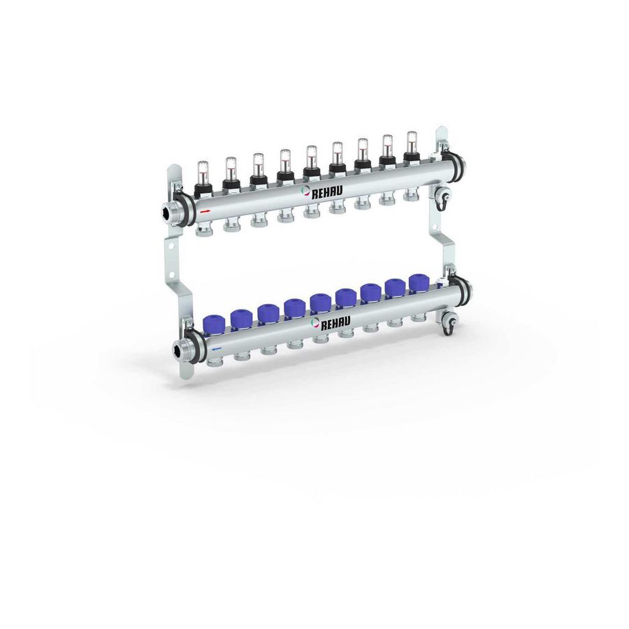 Verdeler HKV-D 9-groeps Easyflow RVS MFI min/max incl. debietmeters
