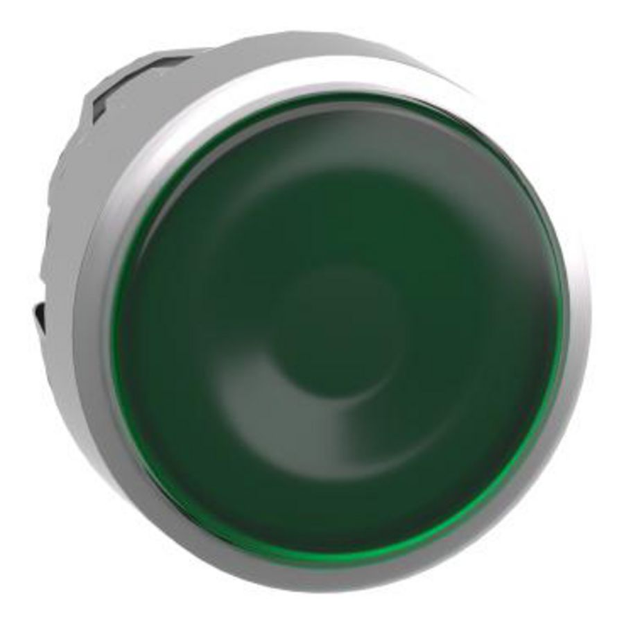 Kop verlichte drukknop Ø22mm Ongemarkeerd Groen chroom