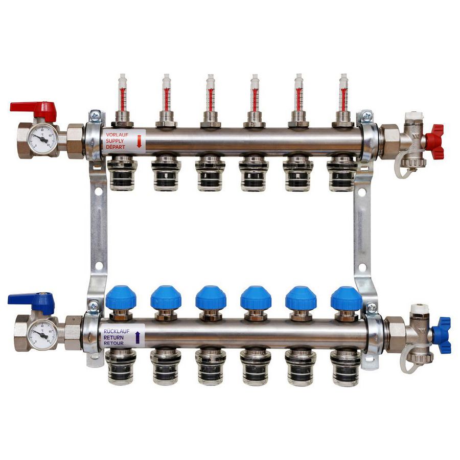 Verdeler vloerverwarming RVS HKV0-4 1" VA PnG Pro 11 kringen