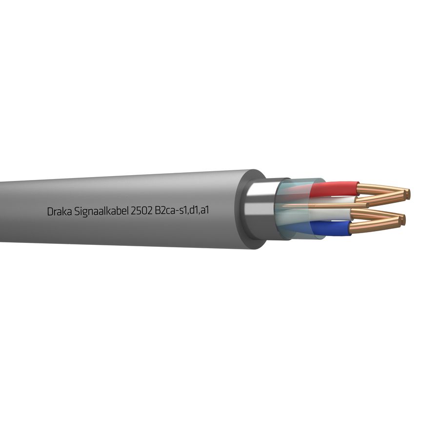 Haspel a 500m. signaal kabel afg B2ca gy# 2x2x0,8mm 2502