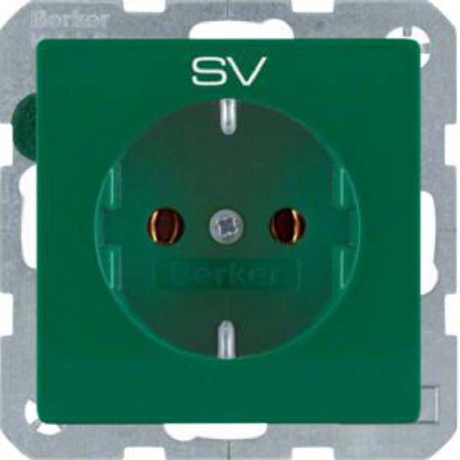 Wandcontactdoos opdruk SCHUKO groen fluweel Q.1