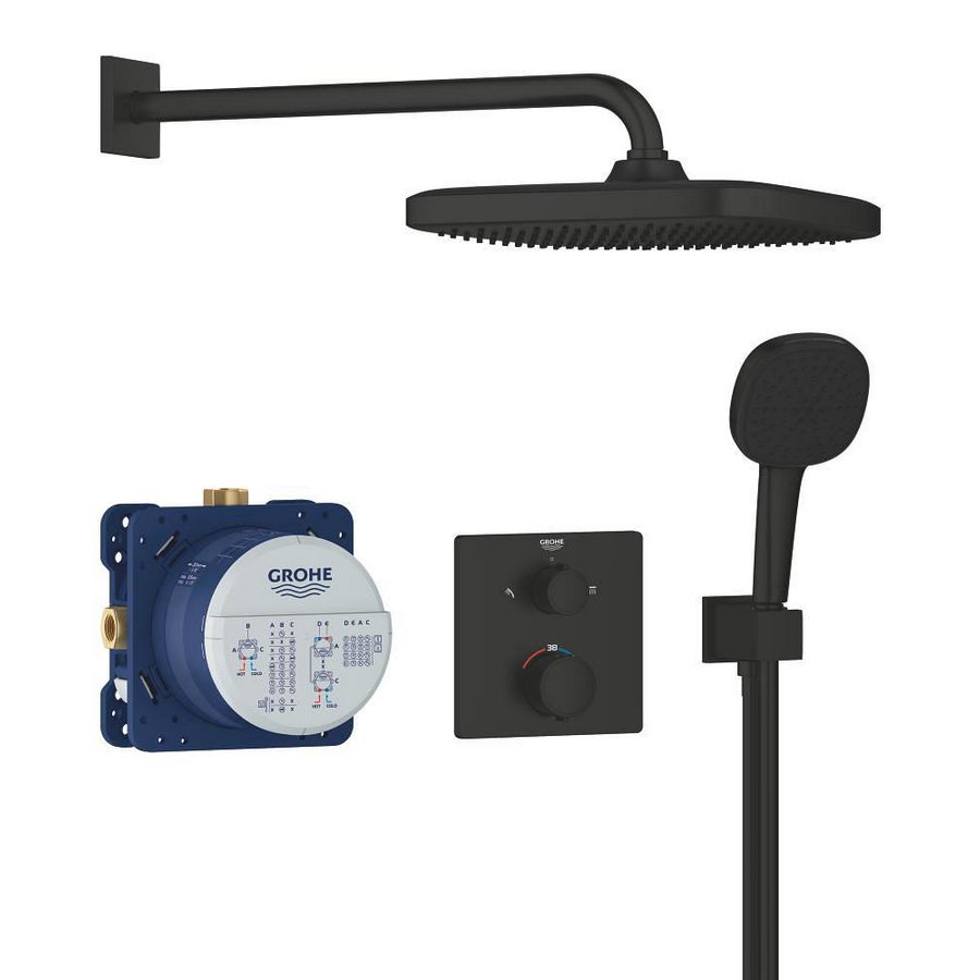 Precision Shower set 250 vierkant mat zwart