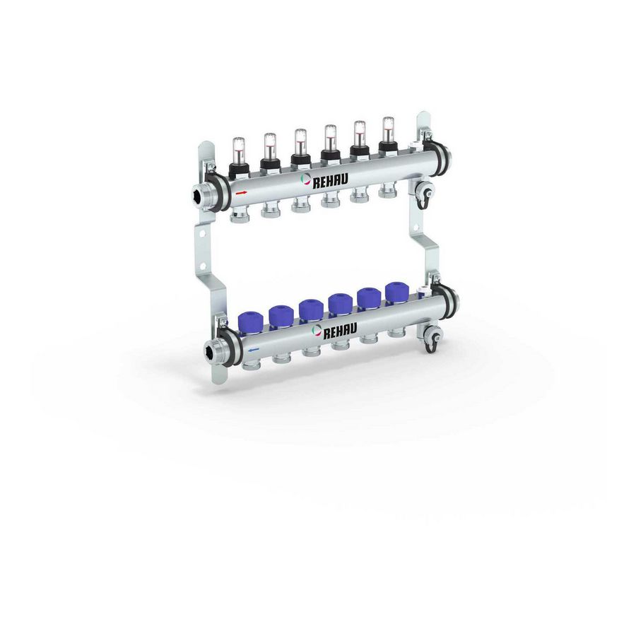 Verdeler HKV-D 6-groeps Easyflow RVS MFI min/max incl. debietmeters