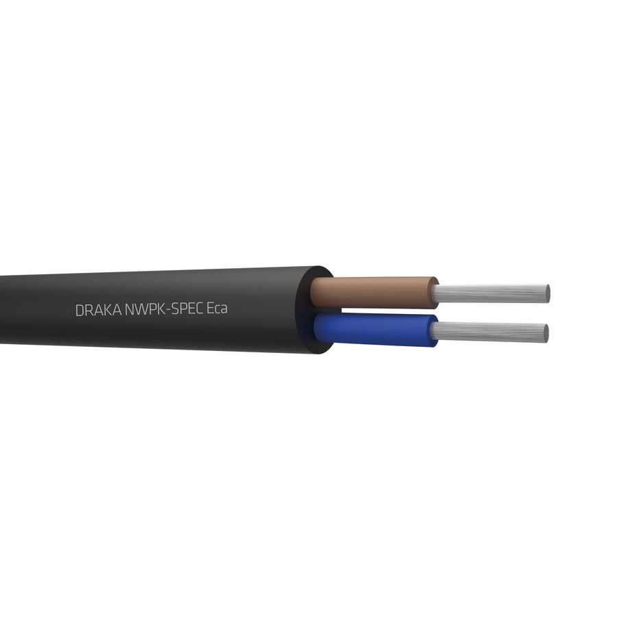 Haspel a 1000m. zware neopreen kabel NWPK-spec Eca bk# 2x1mm² (blauw-bruin)