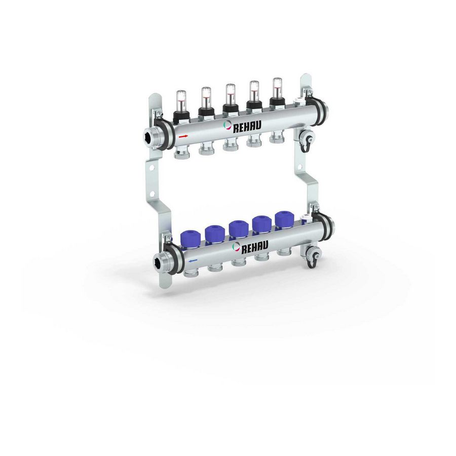 Verdeler HKV-D 5-groeps Easyflow RVS MFI min/max incl. debietmeters