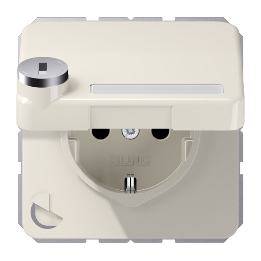 Wandcontactdoos CD500 wit klapdeks,tekstvenst. slot