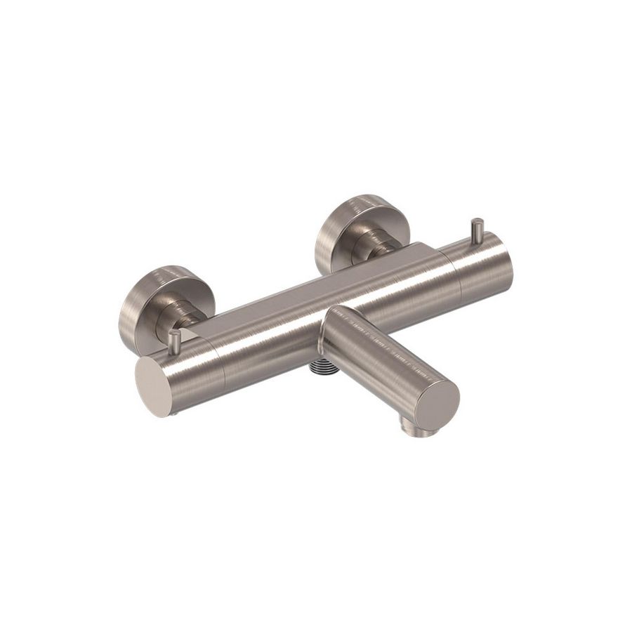 Badthermostaat hoh 150mm geborsteld  nickel PVD incl. s-koppelingen MAY