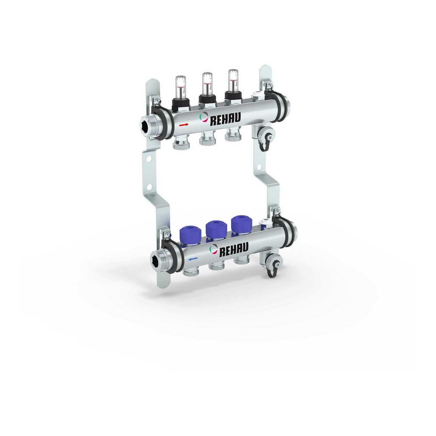 Verdeler HKV-D 3-groeps Easyflow RVS MFI min/max incl. debietmeters