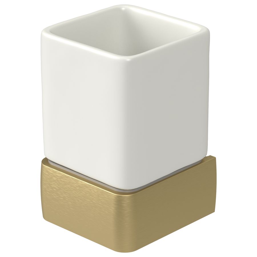 Enkele bekerhouder goud aluminium keramiek ALINE
